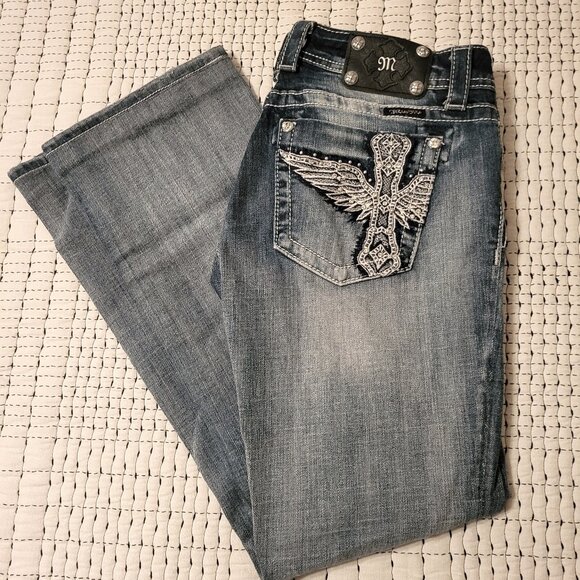 Miss Me Womens Distressed Boot Cut Jeans Sz 30 - Picture 1 of 6